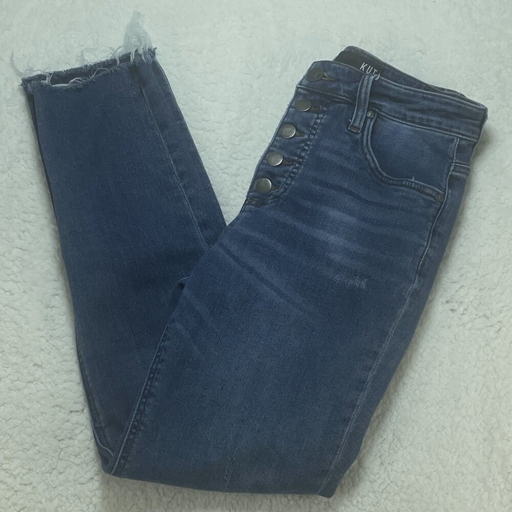 Kut from the Kloth Jeans Womens Sz 2L Blue Rachael Fab Ab Mom High Rise 26x25